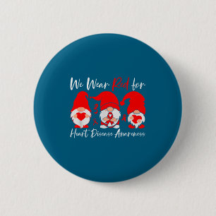 Heart Disease Awareness Gnome 6 Cm Round Badge