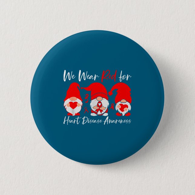 Heart Disease Awareness Gnome  6 Cm Round Badge (Front)