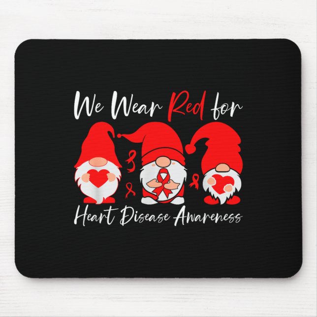 Heart Disease Awareness Gnome  Mouse Mat (Front)