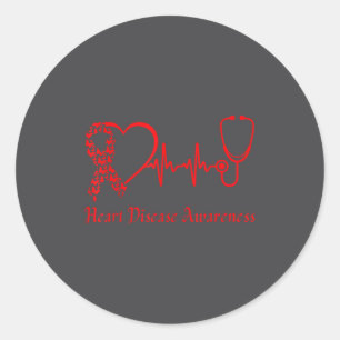 Heart Disease Awareness Go Red In February Health  Classic Round Sticker