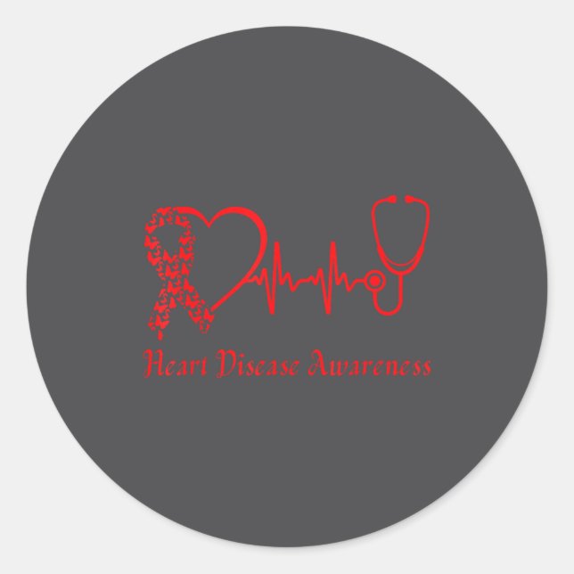 Heart Disease Awareness Go Red In February Health  Classic Round Sticker (Front)