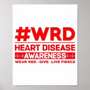 Heart Disease Awareness Hashtag Wear Red Day  Poster