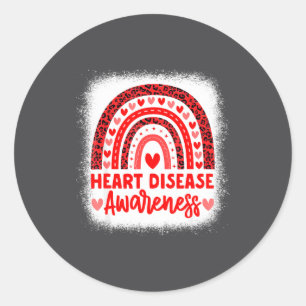 Heart Disease Awareness Heart Month Rainbow Heart  Classic Round Sticker
