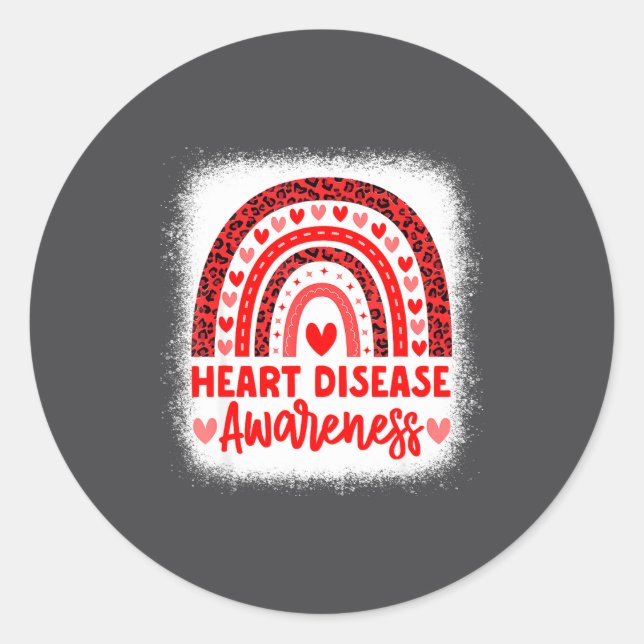 Heart Disease Awareness Heart Month Rainbow Heart  Classic Round Sticker (Front)