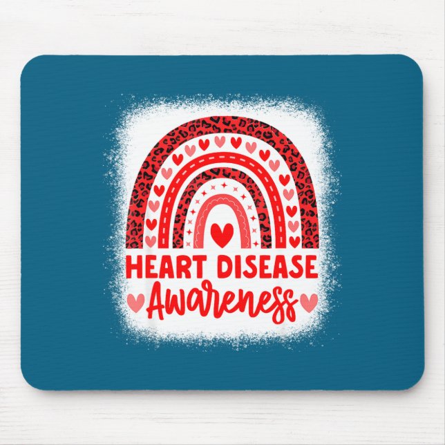 Heart Disease Awareness Heart Month Rainbow Heart  Mouse Mat (Front)