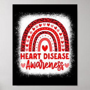 Heart Disease Awareness Heart Month Rainbow Heart  Poster