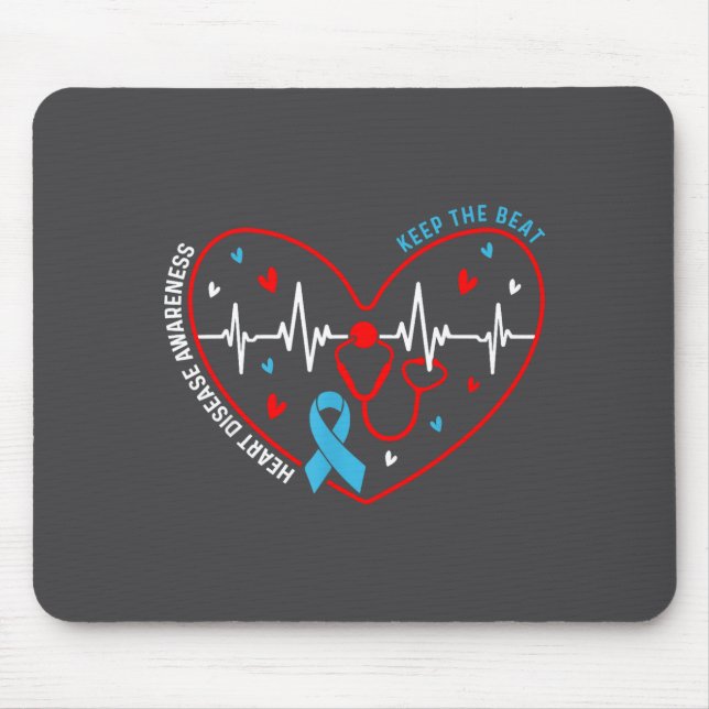 Heart Disease Awareness Heartbeat Survivor Warrior Mouse Mat (Front)
