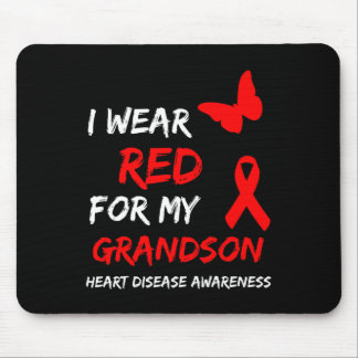 Heart Disease Awareness I Wear Red For My Grandson Mouse Mat