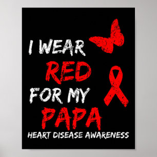 Heart Disease Awareness I Wear Red For My Papa Rib Poster
