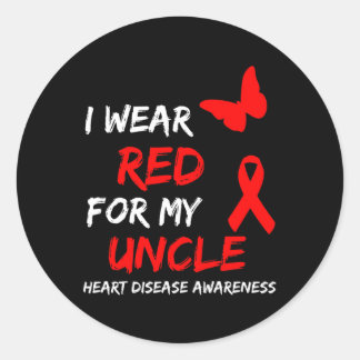 Heart Disease Awareness I Wear Red For My Uncle Ri Classic Round Sticker