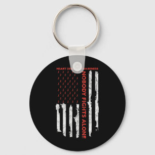 Heart Disease Awareness Month American Flag  Key Ring