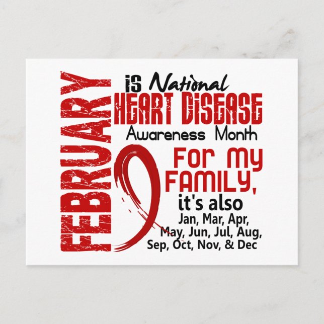 Heart Disease Awareness Month For My Family Postcard (Front)