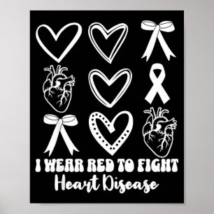 Heart Disease Awareness Month For Women Red Heart  Poster