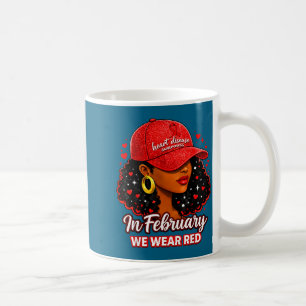 Heart disease awareness month in february wear red coffee mug