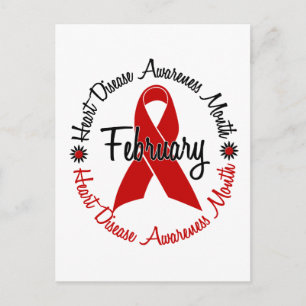 Heart Disease Awareness Month Red Ribbon 1.3 Postcard
