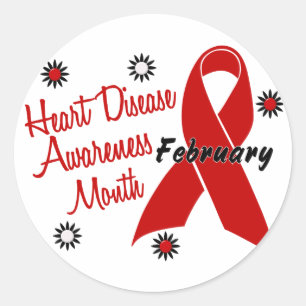 Heart Disease Awareness Month Ribbon 1.1 Classic Round Sticker
