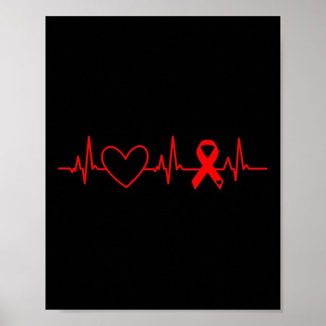 Heart Disease Awareness Month Ribbon Go Red Heart  Poster (Front)