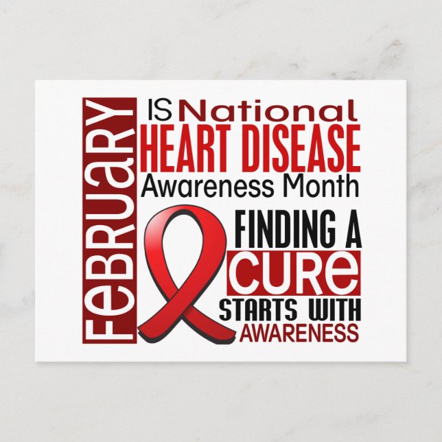 Heart Disease Awareness Month Ribbon I2.5 Postcard (Front)