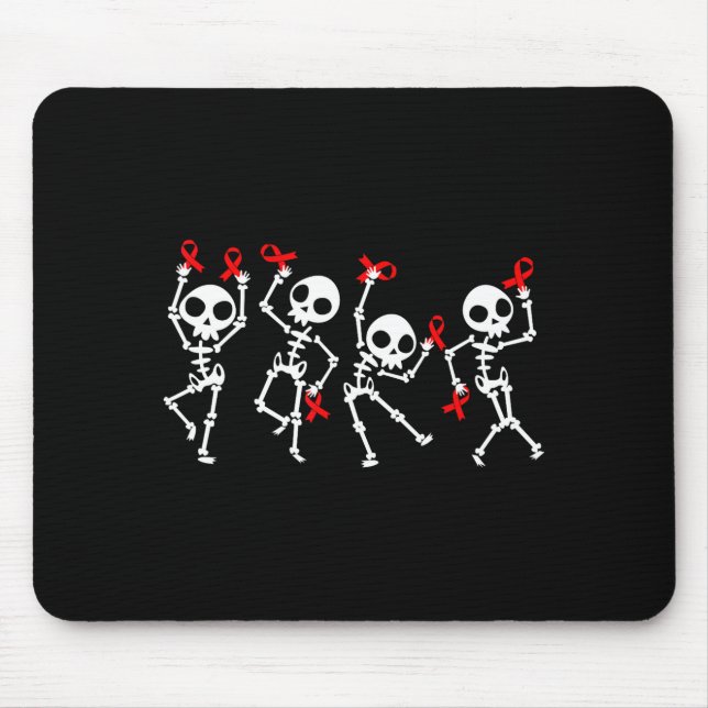 Heart Disease Awareness Month Skeleton Red Ribbon  Mouse Mat (Front)