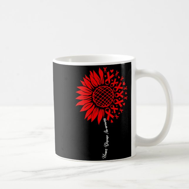 Heart Disease Awareness Month Sunflower For Women  Coffee Mug (Right)