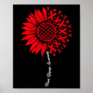 Heart Disease Awareness Month Sunflower For Women  Poster
