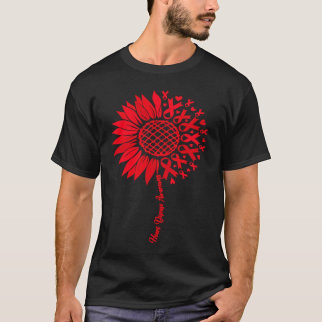 Heart Disease Awareness Month Sunflower For Women  T-Shirt (Front)