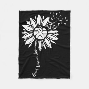 Heart Disease Awareness Month Sunflower Ribbon Fleece Blanket