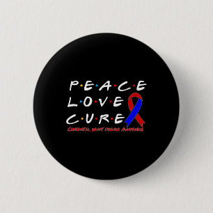 Heart Disease Awareness Peace Love Cure 6 Cm Round Badge