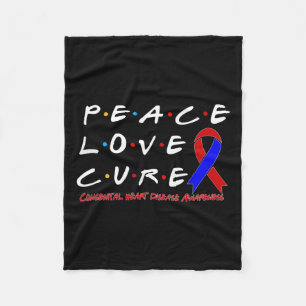 Heart Disease Awareness Peace Love Cure Fleece Blanket