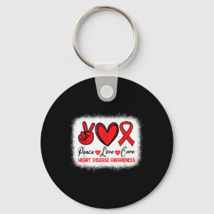 Heart Disease Awareness Peace Love Cure Go Red Hea Key Ring