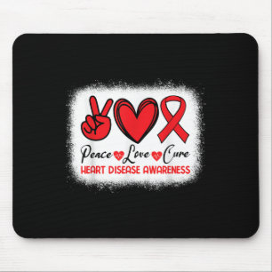 Heart Disease Awareness Peace Love Cure Go Red Hea Mouse Mat