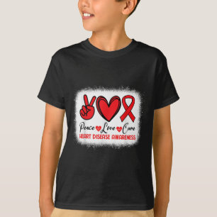 Heart Disease Awareness Peace Love Cure Go Red Hea T-Shirt