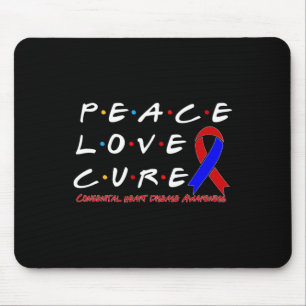 Heart Disease Awareness Peace Love Cure Mouse Mat