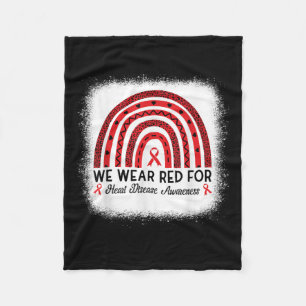 Heart Disease Awareness Rainbow Go Red Heart  Fleece Blanket
