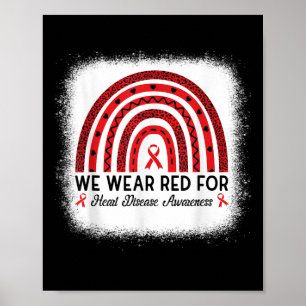 Heart Disease Awareness Rainbow Go Red Heart Poster