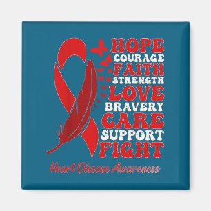 Heart Disease Awareness Red Butterflies Ribbon Sup Magnet