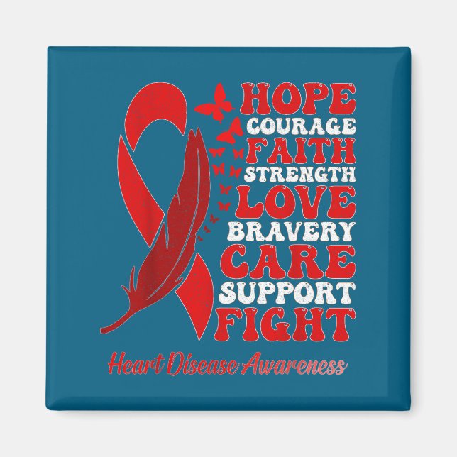 Heart Disease Awareness Red Butterflies Ribbon Sup Magnet (Front)