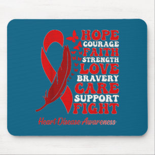 Heart Disease Awareness Red Butterflies Ribbon Sup Mouse Mat