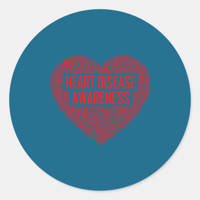 Heart Disease Awareness Red Heart Gift February We Classic Round Sticker (Front)