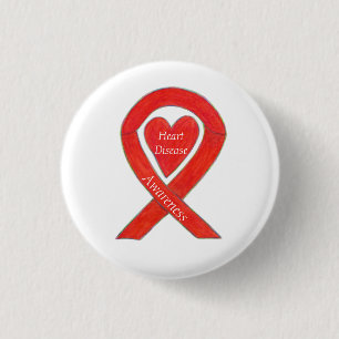 Heart Disease Awareness Red Heart Ribbon Pin