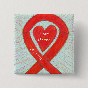 Heart Disease Awareness Red Heart Ribbon Pin