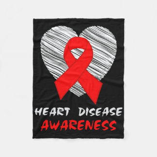 Heart Disease Awareness Red Ribbon 1 Fleece Blanket