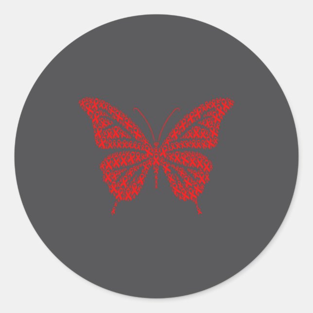 Heart Disease Awareness Red Ribbon &amp; Heart Hea Classic Round Sticker (Front)