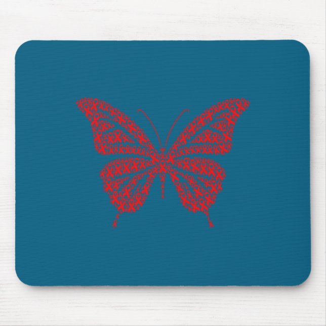 Heart Disease Awareness Red Ribbon &amp; Heart Hea Mouse Mat (Front)