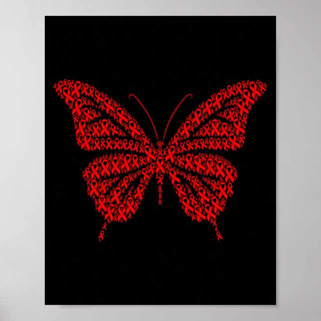 Heart Disease Awareness Red Ribbon &amp; Heart Hea Poster (Front)