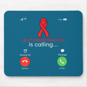 Heart Disease Awareness Red Ribbon Heart Attack Su Mouse Mat
