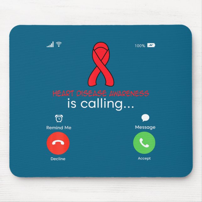 Heart Disease Awareness Red Ribbon Heart Attack Su Mouse Mat (Front)