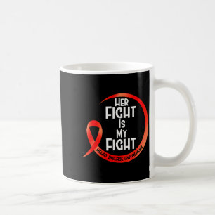 Heart Disease Awareness Red Ribbon Her Fight Is My Coffee Mug