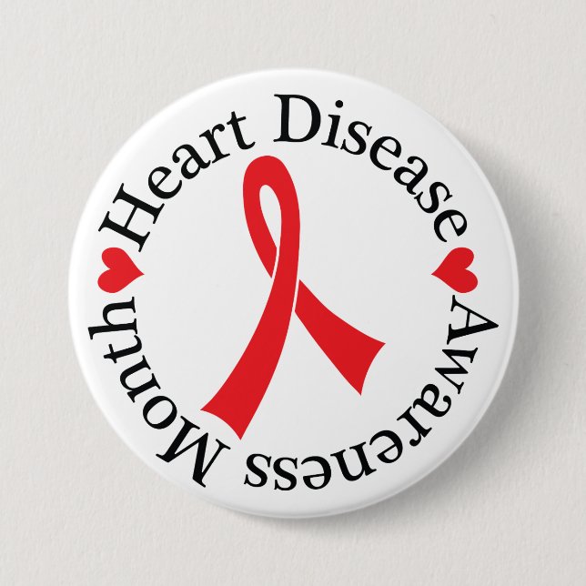 Heart Disease Awareness Ribbon Button (Front)