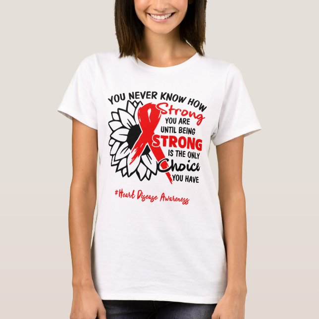 Heart Disease Awareness Ribbon Support Gifts T-Shirt (Front)
